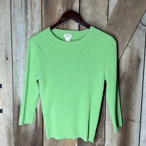 L.L. Bean Women's Vibrant Green Ribbed Long Sleeve Sweater Size M